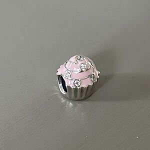 Pandora Pink Cupcake Charm with Silver Accents